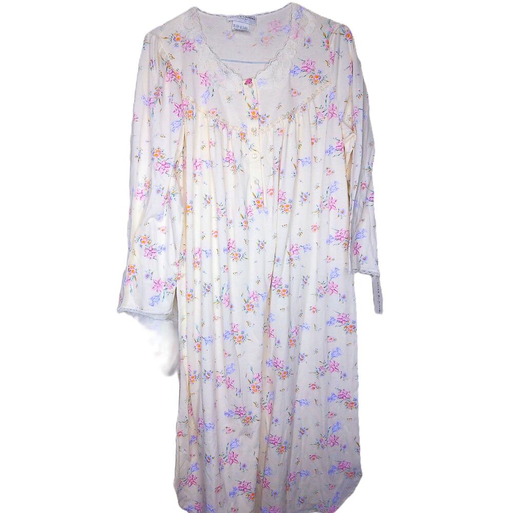 Vintage Miss Elaine Classics Floral Nightgown Size Large New